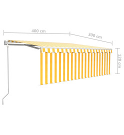 Auvent automatique rétractable avec store 4x3 m Jaune et blanc