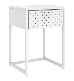 Table de chevet Blanc 38x35x54 cm Acier