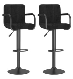 Tabourets de bar lot de 2 noir velours