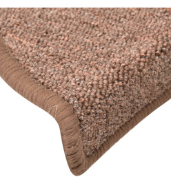 Tapis de marches d'escalier 15 pcs Marron 56x17x3 cm