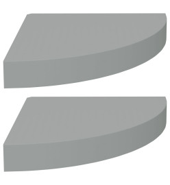 Étagères d'angle flottantes 2 pcs gris 25x25x3,8 cm MDF