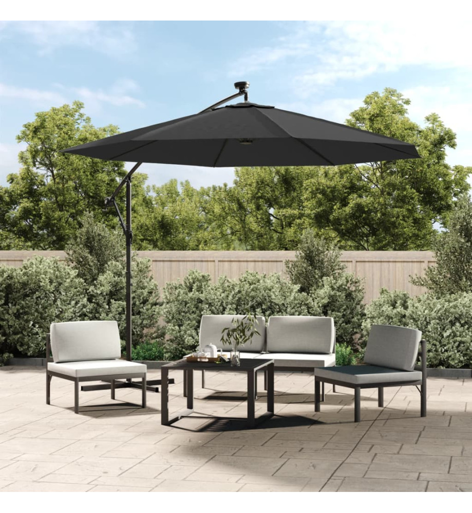 Parasol en porte-à-faux LED et mât en acier 300cm Anthracite