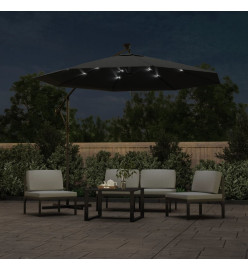 Parasol en porte-à-faux LED et mât en acier 300cm Anthracite