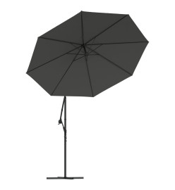 Parasol en porte-à-faux LED et mât en acier 300cm Anthracite