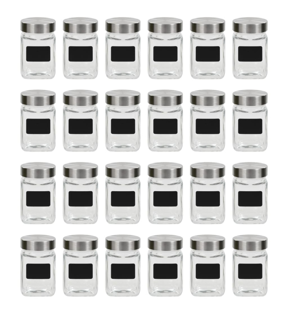 Pots de conservation avec autocollant 24 pcs 300 ml