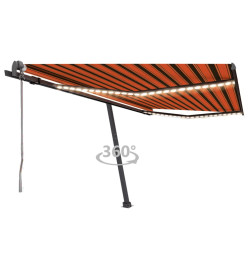 Auvent automatique capteur de vent/LED 400x300 cm Orange/marron