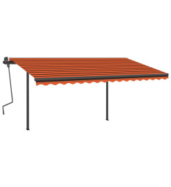 Auvent automatique avec capteur de vent LED 4x3 m Orange marron