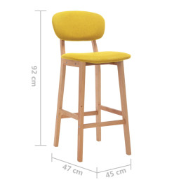 Tabourets de bar lot de 2 jaune moutarde tissu