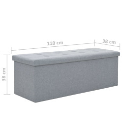 Banc de rangement pliable Faux lin 110 x 38 x 38 cm Gris clair