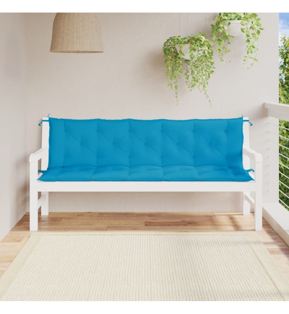 Coussins de banc de jardin 2 pcs bleu clair tissu Oxford