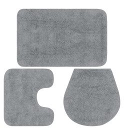 Jeu de tapis de salle de bain 3 pcs Tissu Gris