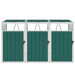 Abri de poubelle triple Vert 213x81x121 cm Acier