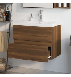 Meuble lavabo avec bassin intégré Chêne brun Bois d'ingénierie