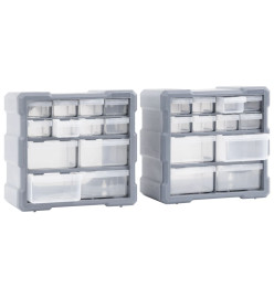 Organisateurs multi-tiroirs avec 12 tiroirs 2 pcs 26,5x16x26 cm