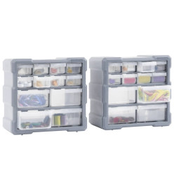 Organisateurs multi-tiroirs avec 12 tiroirs 2 pcs 26,5x16x26 cm