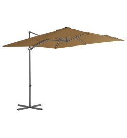 Parasol en porte-à-faux avec mât en acier Taupe 250x250 cm