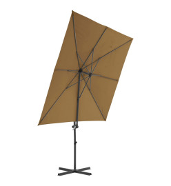 Parasol en porte-à-faux avec mât en acier Taupe 250x250 cm