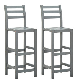 Tabourets de bar lot de 2 gris bois d'acacia massif