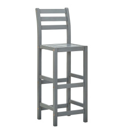 Tabourets de bar lot de 2 gris bois d'acacia massif