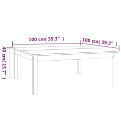 Table basse Noir 100x100x40 cm Bois massif de pin