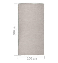 Tapis à tissage plat d'extérieur 100x200 cm Taupe