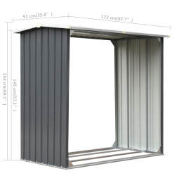 Abri de stockage de bois Acier galvanisé 172x91x154 cm Gris