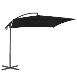 Parasol déporté avec mât en acier 250x250 cm Noir