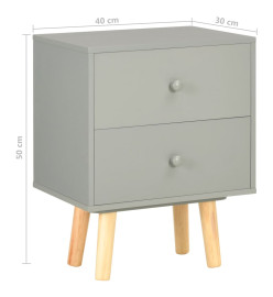 Tables de chevet 2 pcs Gris 40 x 30 x 50 cm Pin massif