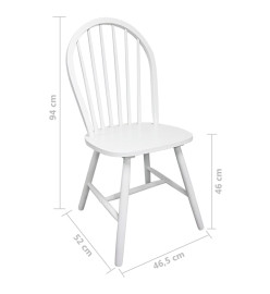 Chaises à manger lot de 2 blanc bois d'hévéa solide