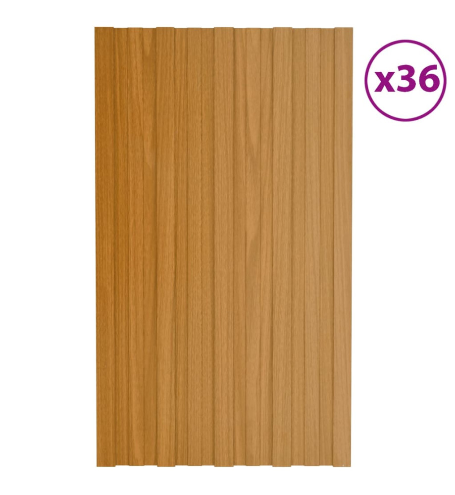 Panneaux de toiture 36 pcs Acier galvanisé Bois clair 80x45 cm