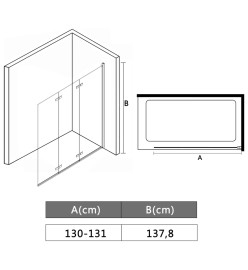 Cabine de douche pliable 3 panneaux ESG 130x138 cm