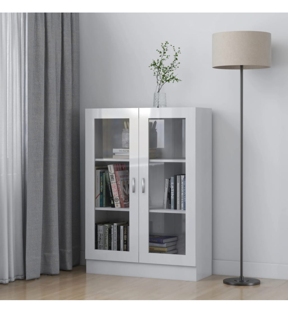 Armoire à vitrine Blanc brillant 82,5x30,5x115 cm Aggloméré