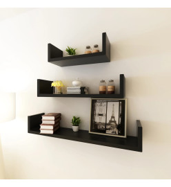 Étagères murales 3 pcs Forme de U MDF Noir