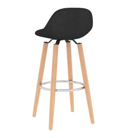 Tabourets de bar lot de 2 noir tissu