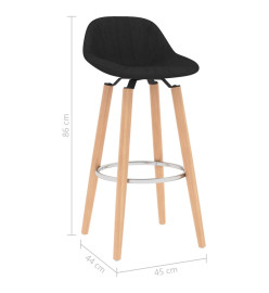 Tabourets de bar lot de 2 noir tissu