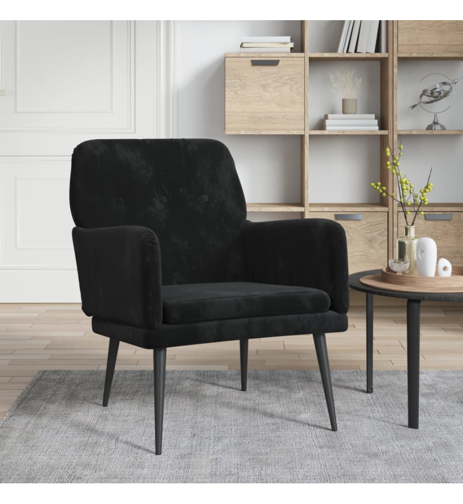 Fauteuil Noir 62x79x79 cm Velours