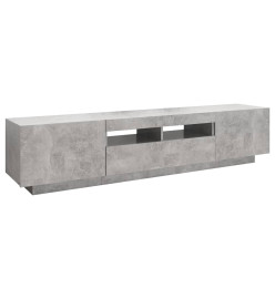 Meuble TV avec lumières LED Gris béton 180x35x40 cm