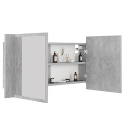 Armoire de salle de bain à miroir LED Gris béton Acrylique