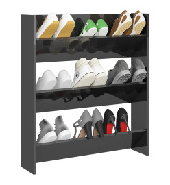 Armoire à chaussures murale Gris brillant 80x18x90 cm Aggloméré