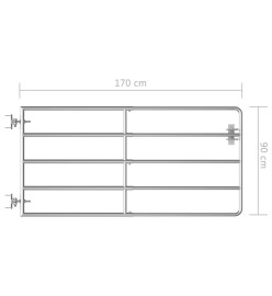 Portillon à 5 barres Acier (95-170)x90 cm Argenté