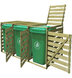 Abri pour poubelle triple 240 L Bois imprégné