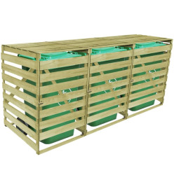 Abri pour poubelle triple 240 L Bois imprégné