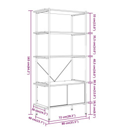 Étagère à 5 niveaux armoire 80x40x163cm Acier bois d'ingénierie