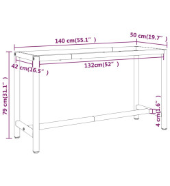 Cadre de banc de travail Noir et rouge mat 140x50x79 cm Métal
