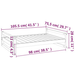 Lit pour chien Noir 105,5x75,5x28 cm Bois de pin solide