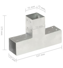 Connecteurs de poteau 4 pcs Forme en T Métal galvanisé 71x71 mm