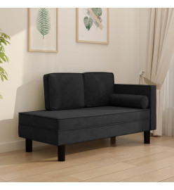 Chaise longue avec coussins et traversin noir velours