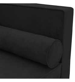 Chaise longue avec coussins et traversin noir velours