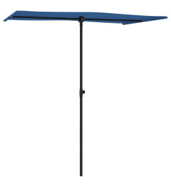 Parasol d'extérieur avec mât en aluminium 180x110 cm Bleu azuré