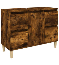 Meuble d'évier chêne fumé 80x33x60 cm bois d'ingénierie